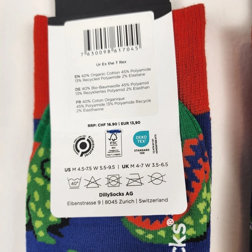 Dilly Socks NWT His And Hers Dinosaur Swiss Design‎ Set of Two Socks